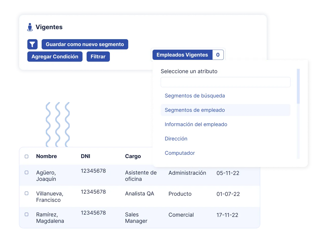 Filtra y segmenta el área de gestión de personas