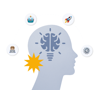 Innovación y desafíos tecnológicos en Recursos Humanos con íconos de IA y automatización.